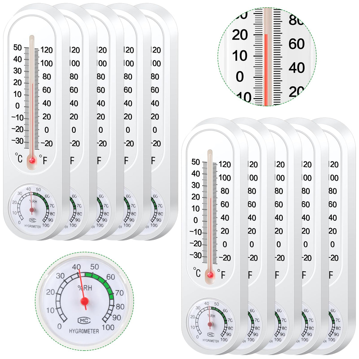 Leinuosen outdoor wall thermometer and hygrometer for quick outdoor readings