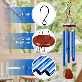 Leinuosen wind chimes deep tone blue design enhances garden aesthetics and sound.