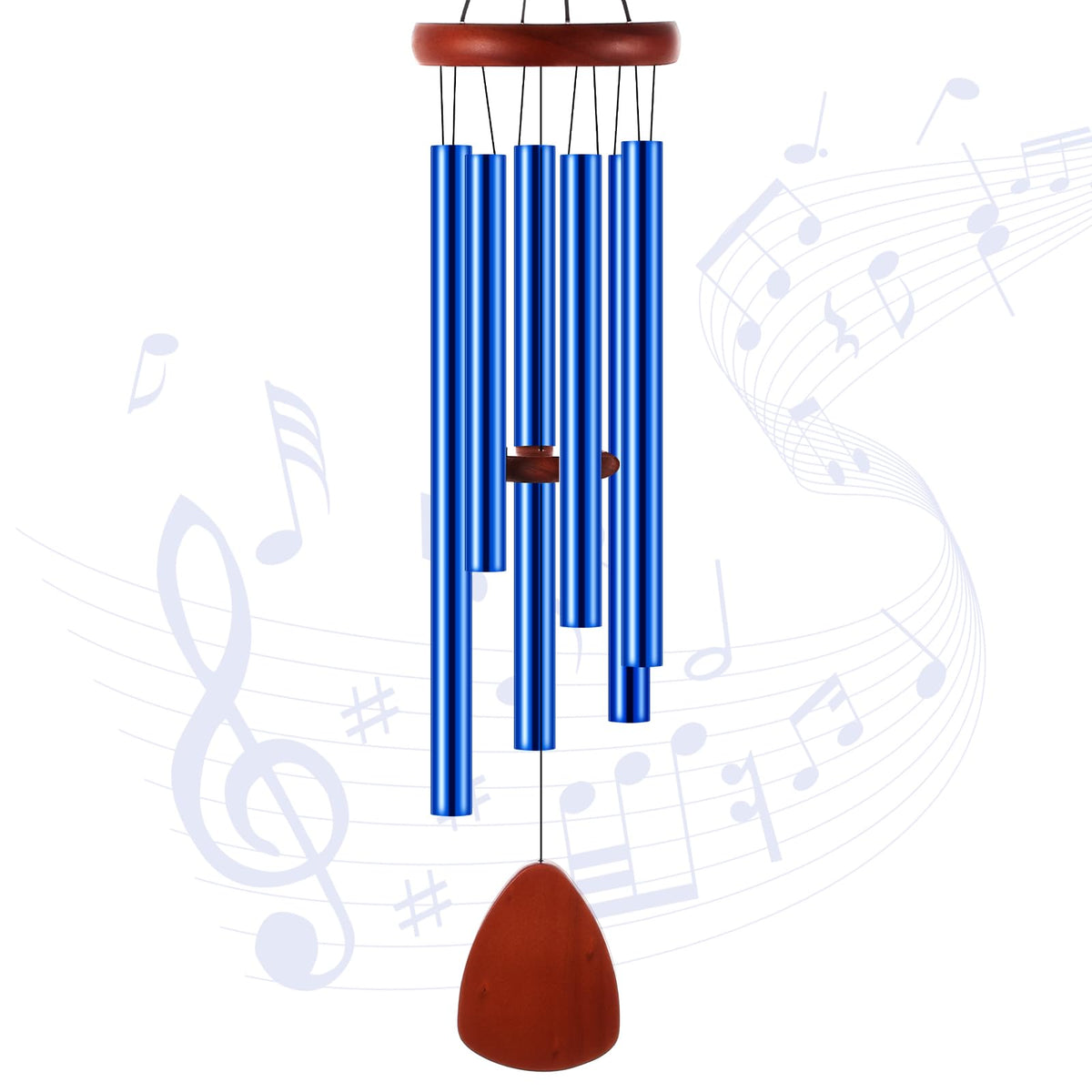 Leinuosen wind chimes outside with 6 tubes create a calming garden melody.