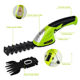 Leisch Life 7.2V lithium-ion battery powers cordless trimming.