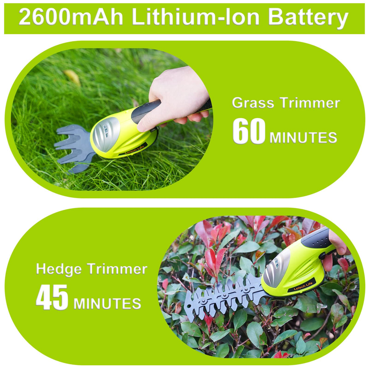 Leisch Life charger included for convenient recharging.