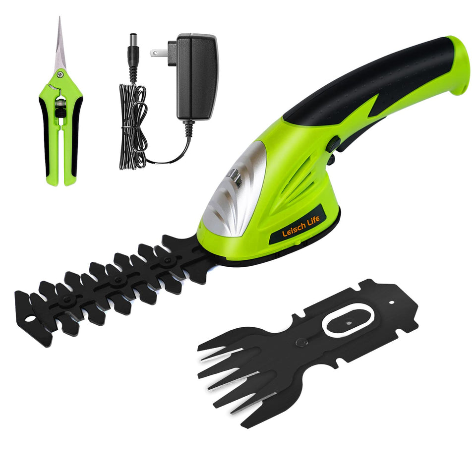 Leisch Life cordless grass shear and hedge trimmer for precise garden trimming.