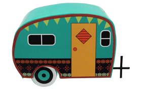 LEISURE ARTS Gypsy Garden Trailer with turquoise exterior adds rustic charm to outdoor scenes