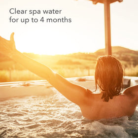 LEISURE TIME Spa Mineral Purifier 23434A placed in filter well for algae prevention.