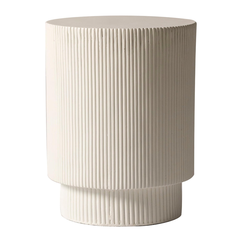 LeisureMod Eden round fiberstone top table for indoor and outdoor use.
