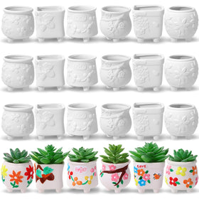 Leitee paint-your-own ceramic pot with flower patterns for DIY decor and gifts