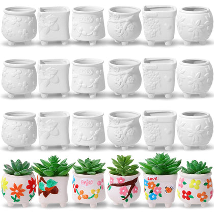 Leitee paint-your-own ceramic pot with flower patterns for DIY decor and gifts