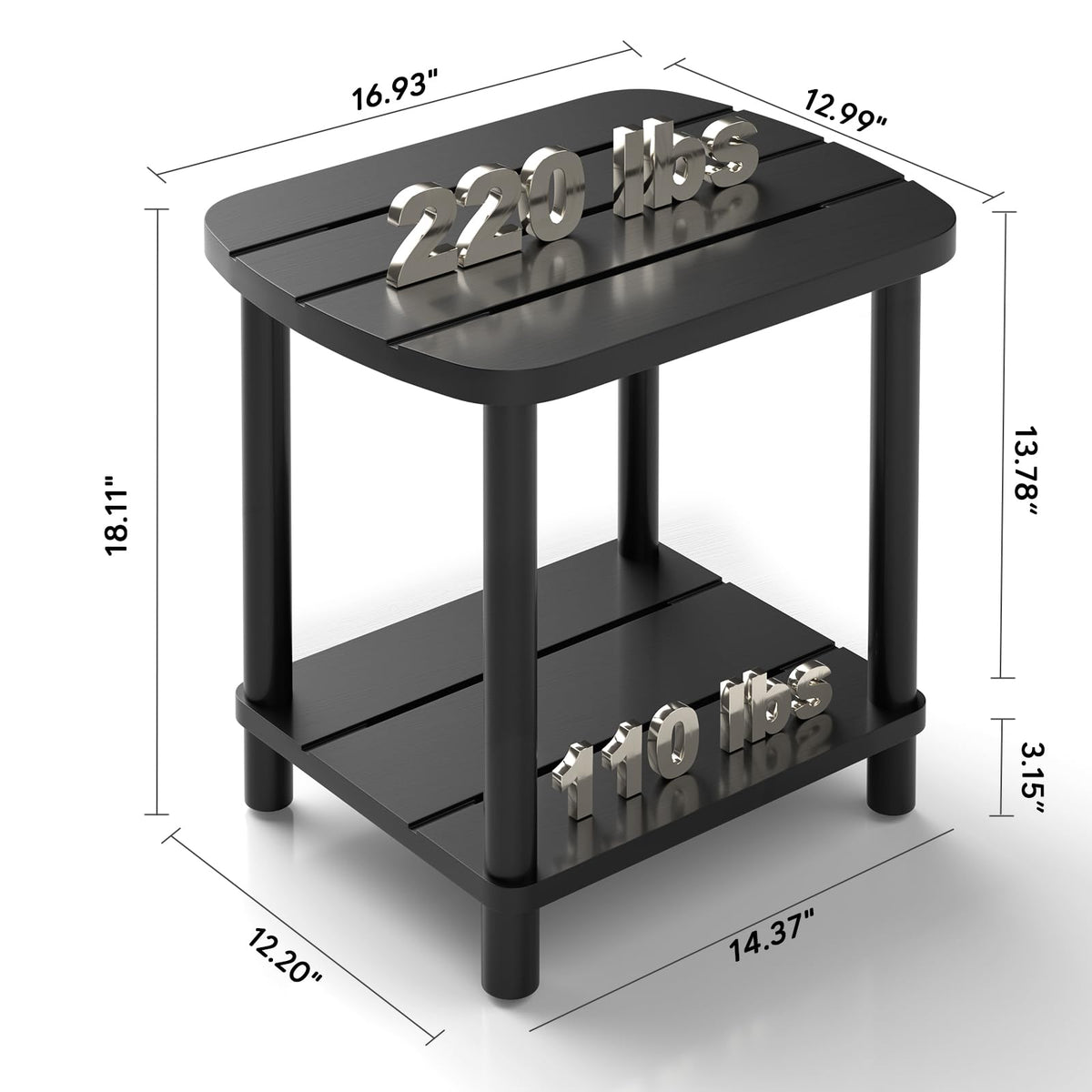 LEJANEOYE two-tier storage table offering extra surface and organization.