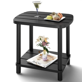 LEJANEOYE bamboo outdoor side table on patio, eco-friendly and durable.