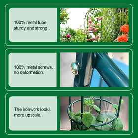 LeJoy Garden metal trellis features a weather-resistant epoxy coat for outdoor use.