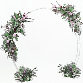 LeJoy Garden round backdrop arch decorated with balloons and florals creates a focal photo spot