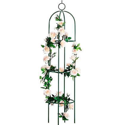 LeJoy Garden tower obelisk trellis supports vertical climbing plants with a sturdy metal frame.