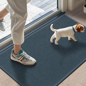 LEKEEPGO door mat 17x29 at the front entry absorbs moisture to protect floors.