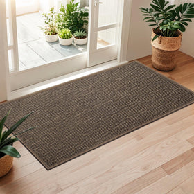 LEKEEPGO door mat 24x47 front view absorbs moisture and keeps entry clean.