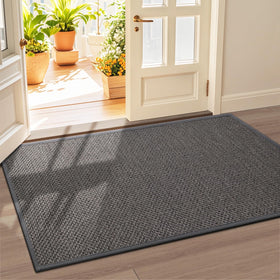 LEKEEPGO door mat 36x59 gray front view with moisture absorption