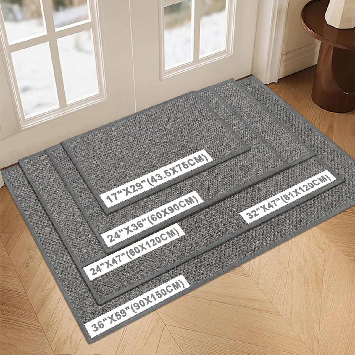 LEKEEPGO door mat with non-slip backing stays in place on the floor.