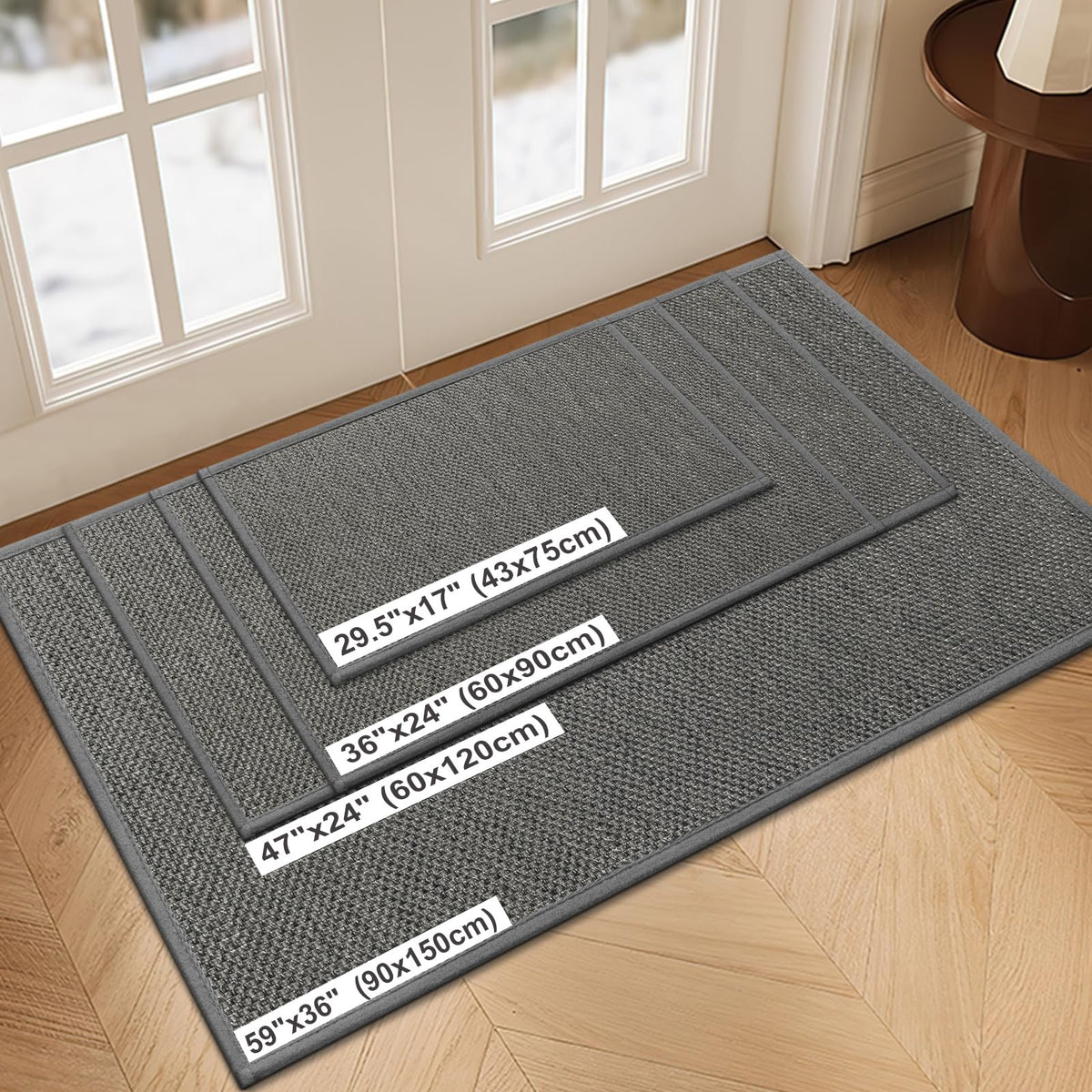 LEKEEPGO mat showing dirt removal and clean shoe scrape feature