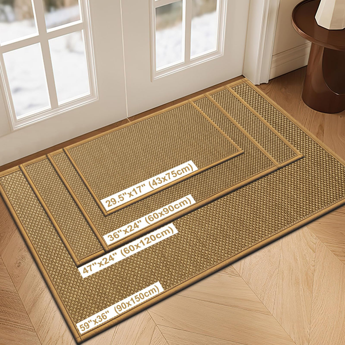 LEKEEPGO door mat absorbent texture closeup highlights moisture and dirt pickup.