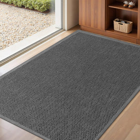 LEKEEPGO gray door mat absorbs moisture and captures dirt for a cleaner entry.