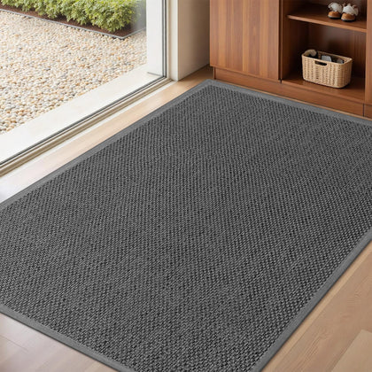 LEKEEPGO gray door mat absorbs moisture and captures dirt for a cleaner entry.