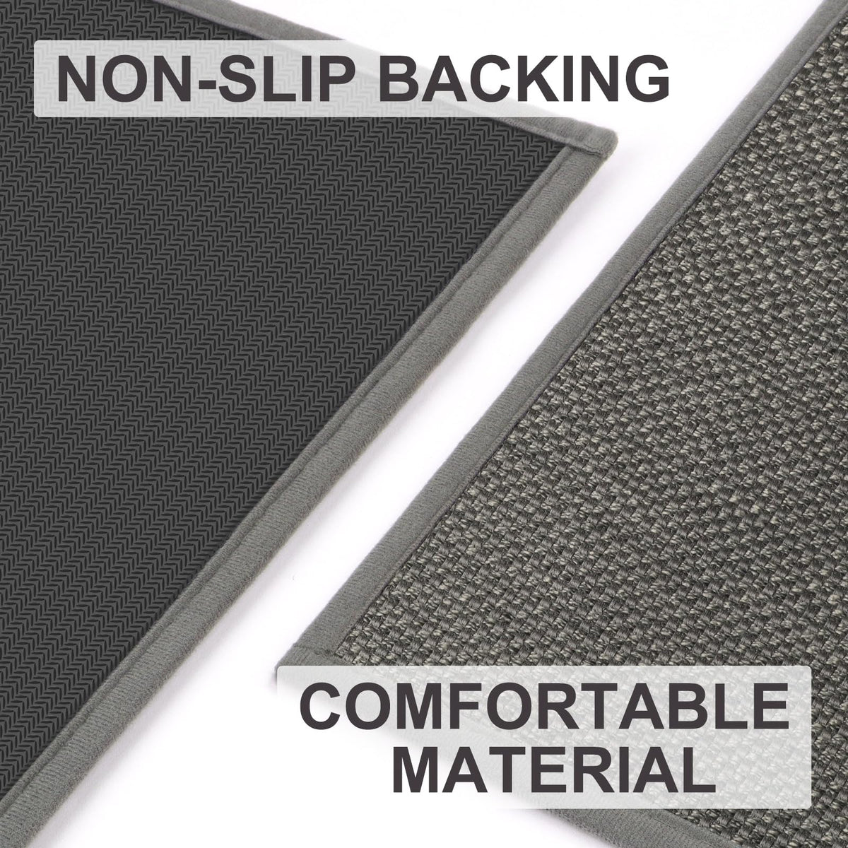 LEKEEPGO gray low-profile mat fits under doors without curling.