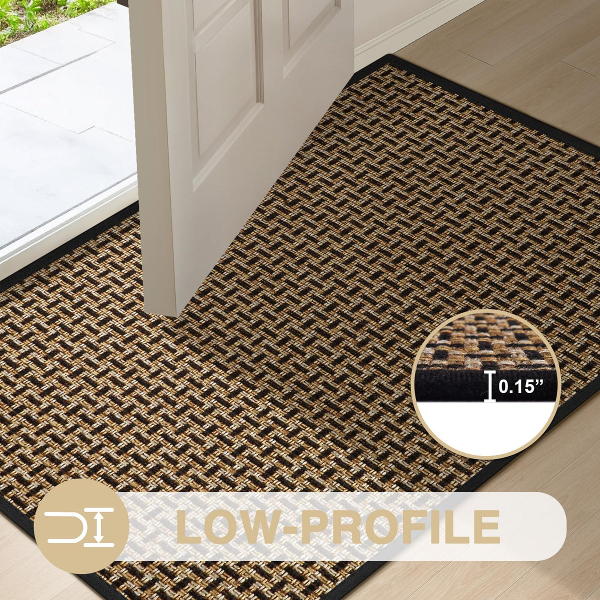 LEKEEPGO washable floor mat being vacuumed for easy cleaning