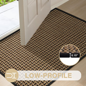 LEKEEPGO washable floor mat being vacuumed for easy cleaning