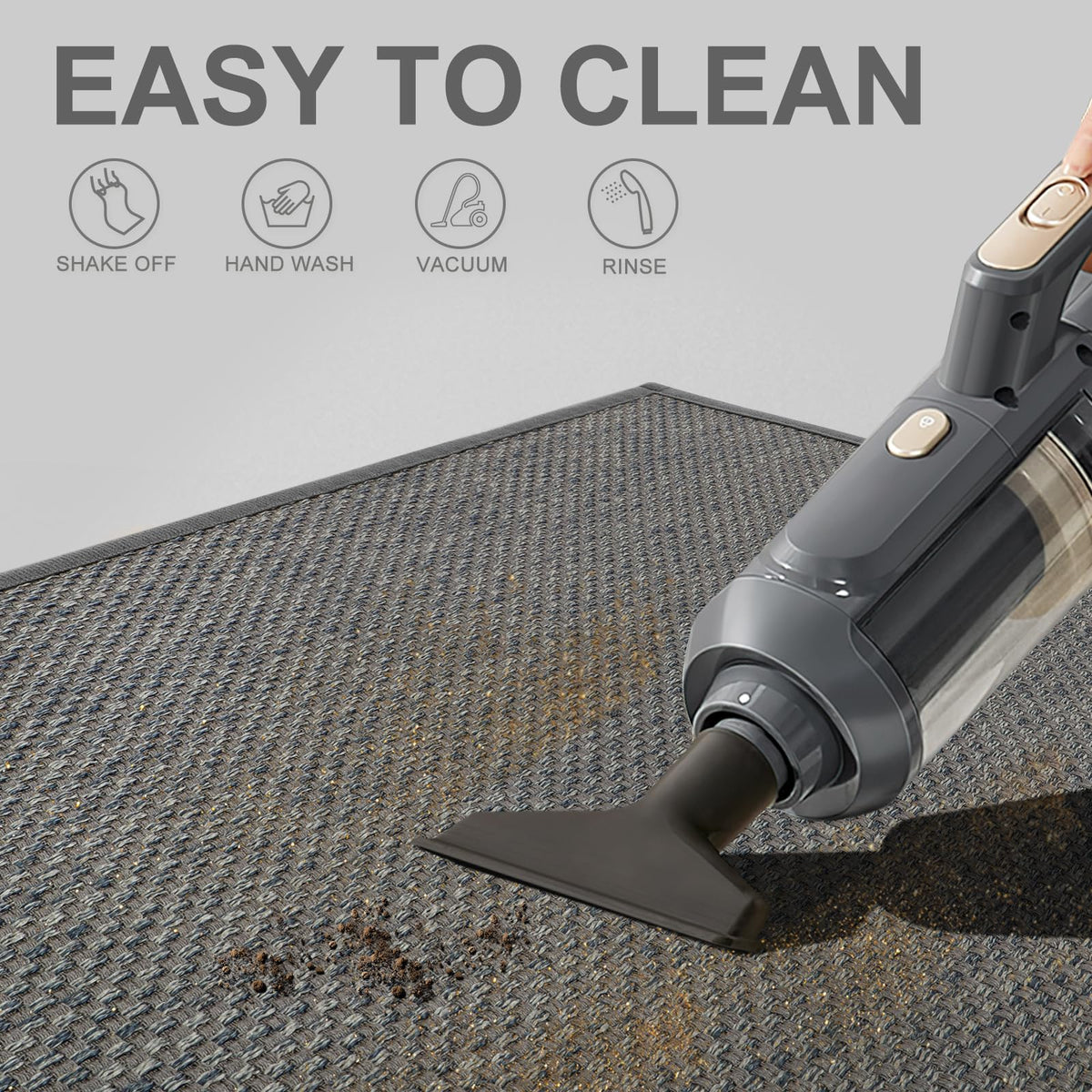 LEKEEPGO light grey entrance mat complements interiors while resisting dirt.