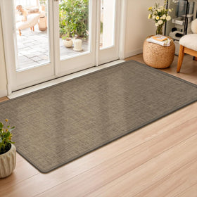 LEKEEPGO ultra-thin door mat 24x47 front view in brown, stylish and functional entry protection.