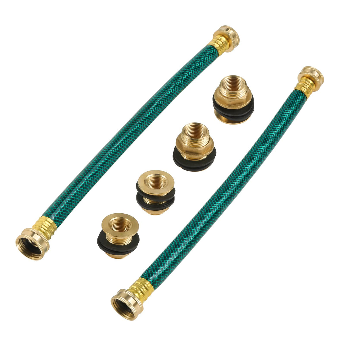 Lemfema 2-piece rain barrel linking hoses connect two barrels for efficient water collection