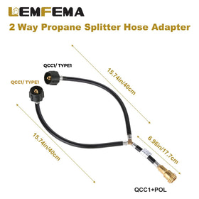 Lemfema qcc1-type1 inlet propane hose for RV and camping setups.