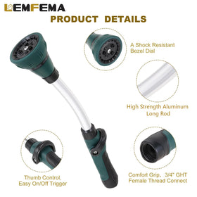 Lemfema watering wand with 8 patterns for versatile watering