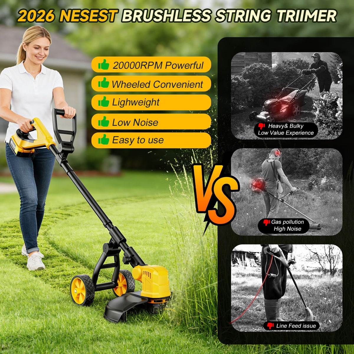 Lemolifys no-cord operation keeps yard work quiet and maintenance simple