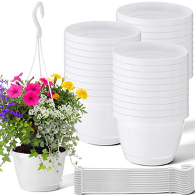 LemonRoad 30-pack hanging planters with hooks in white for space-saving decor