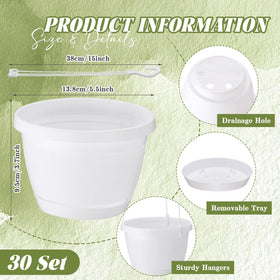 LemonRoad 5.5-inch white planters with hooks for indoor outdoor succulent displays