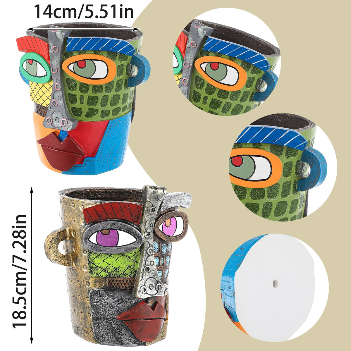 LemonRoad face pot detail with color splash—perfect for sunny balconies