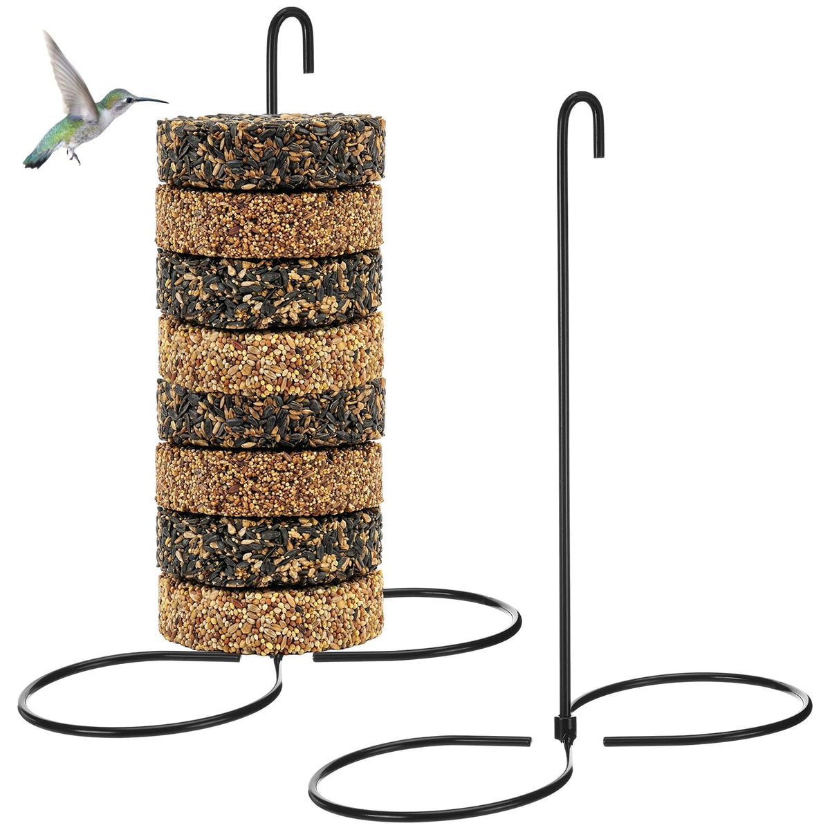 LemonRoad two-piece cylinder bird feeder set ensures continuous food access for backyard birds.