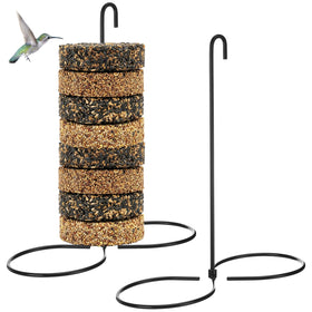 LemonRoad two-piece cylinder bird feeder set ensures continuous food access for backyard birds.