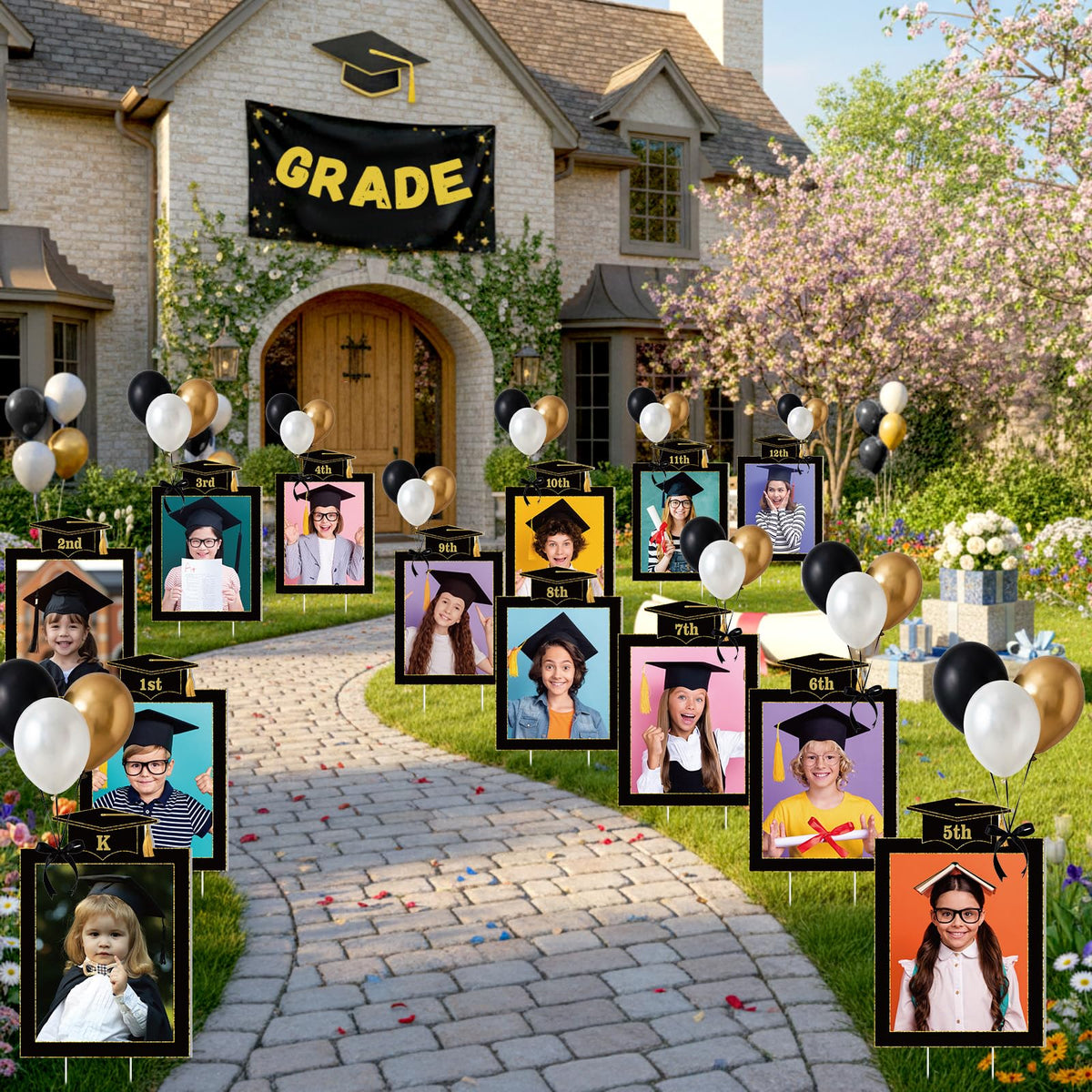 LemonSecret 2026 graduation yard sign with stakes enhances outdoor graduation decor.
