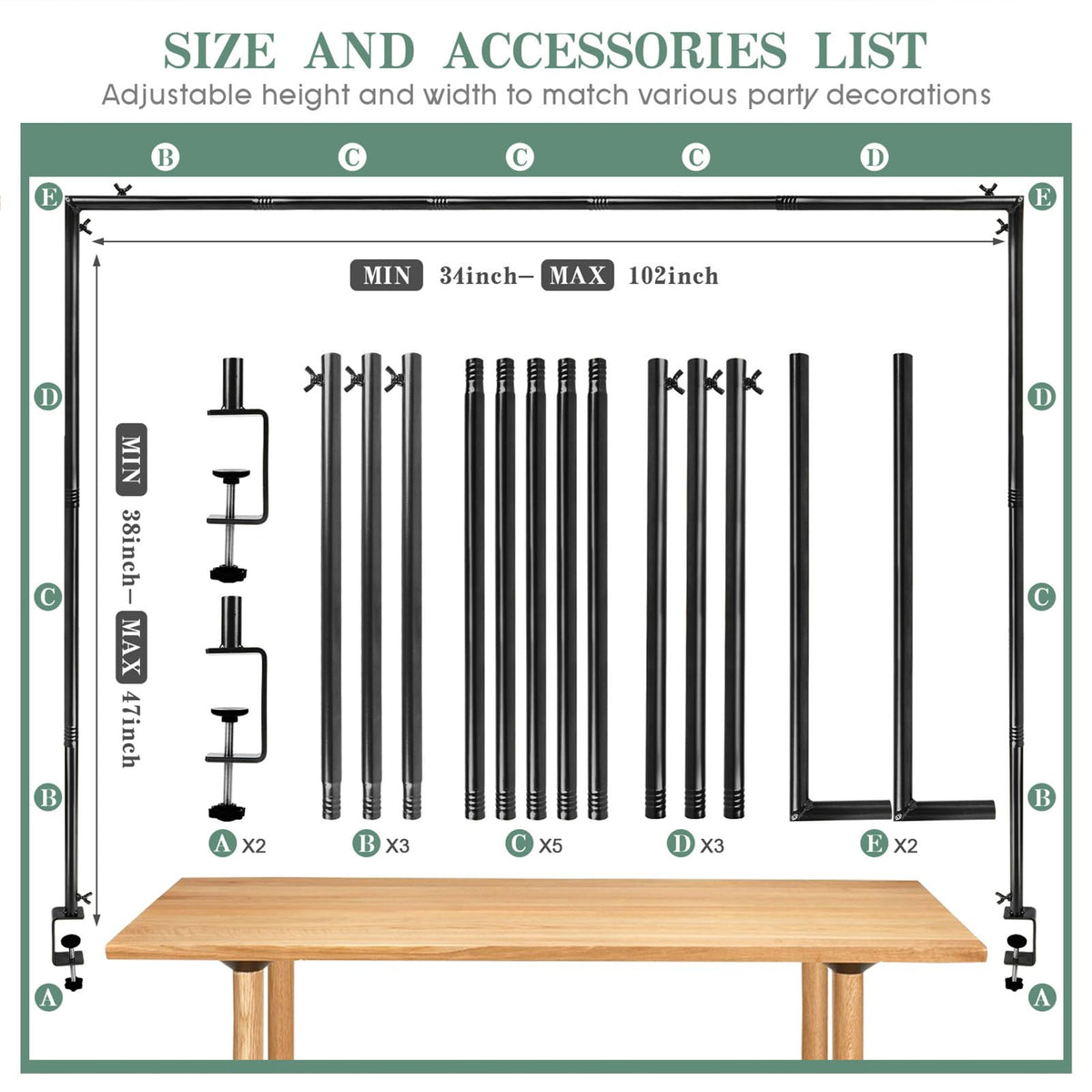 Lemosyu table-arch-stand assembled, stable support for elegant indoor or outdoor decorations