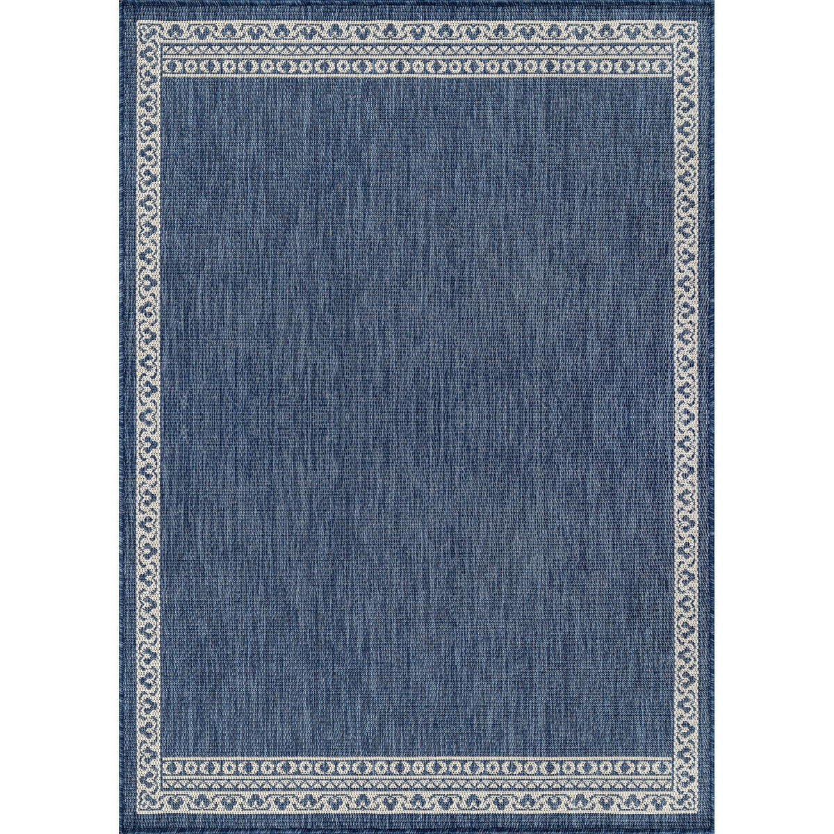 Lena Rug blue bordered pattern adds visual interest and handles high-traffic spaces.