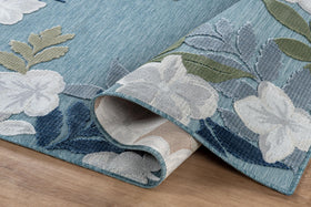 Lena Rug closeup of aqua border pattern emphasizing color and detail