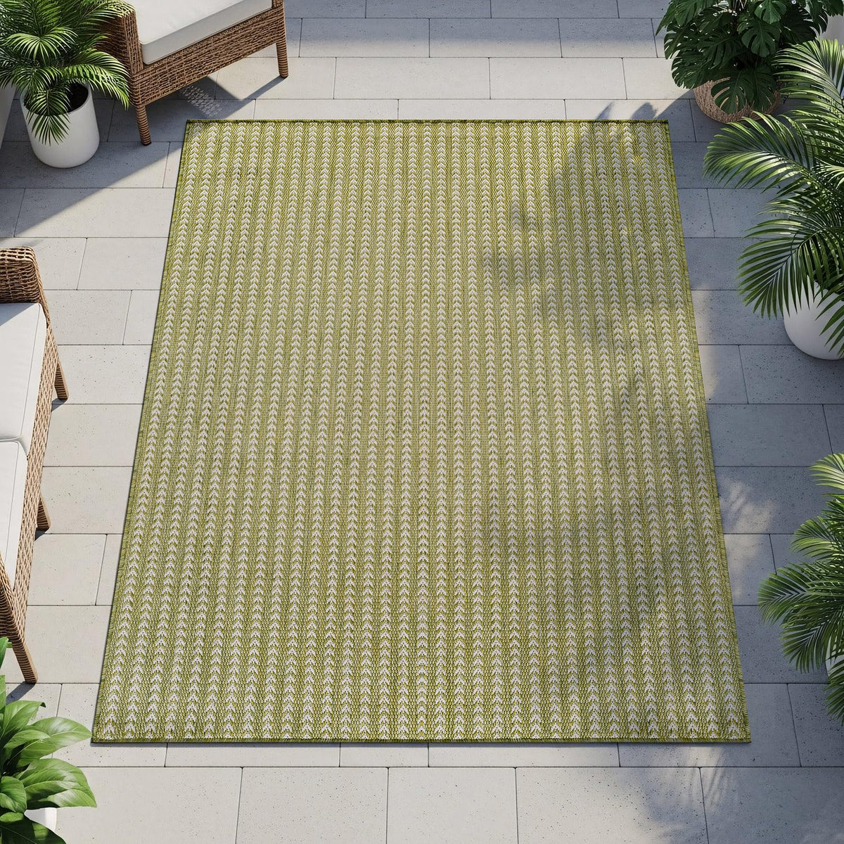 Lena Rug durable polypropylene olive rug withstands daily wear.
