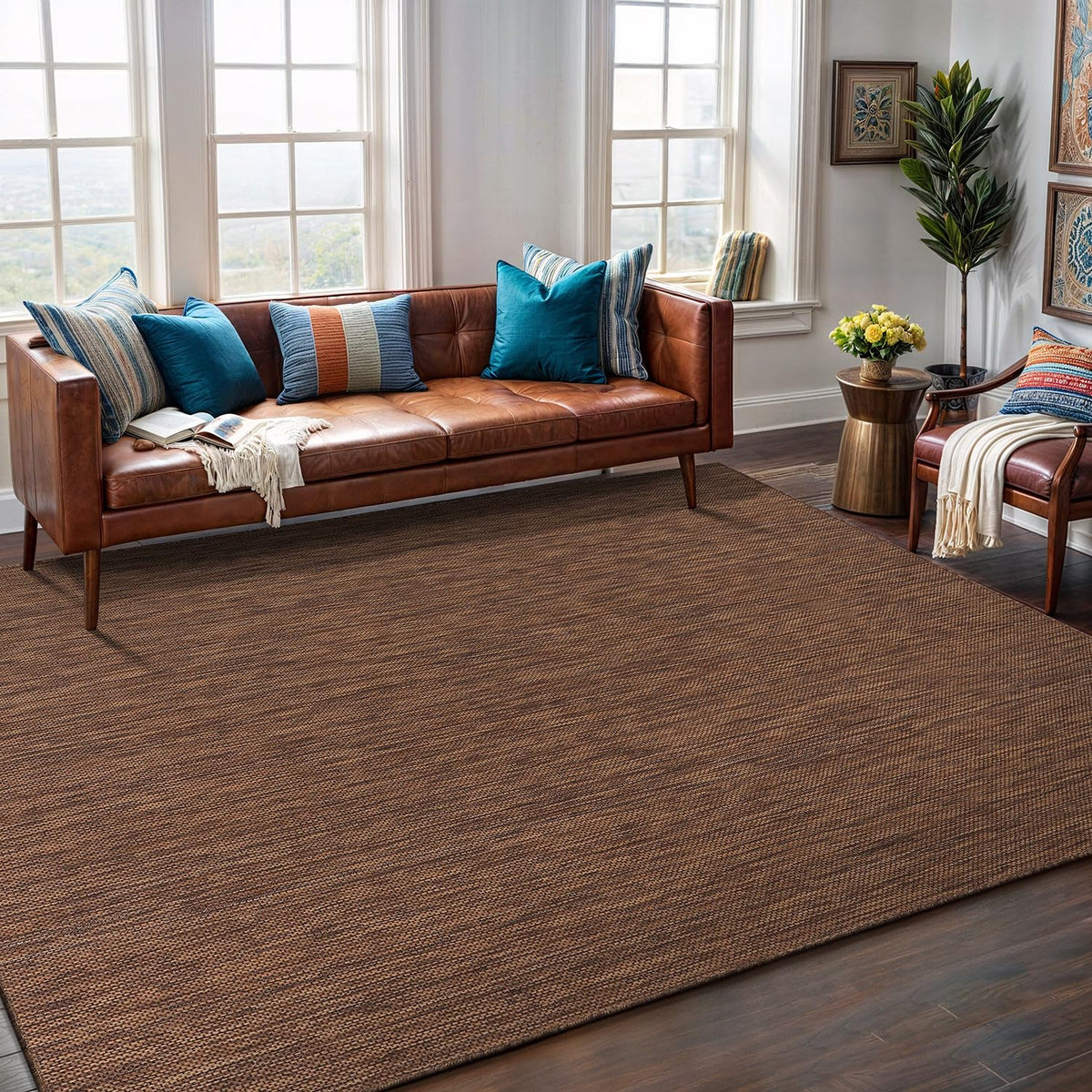Lena Rug versatile for indoor living rooms and kitchens as well as outdoor spaces.