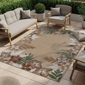 Lena Rug beige-border-floral pattern complements multiple decor styles and color schemes
