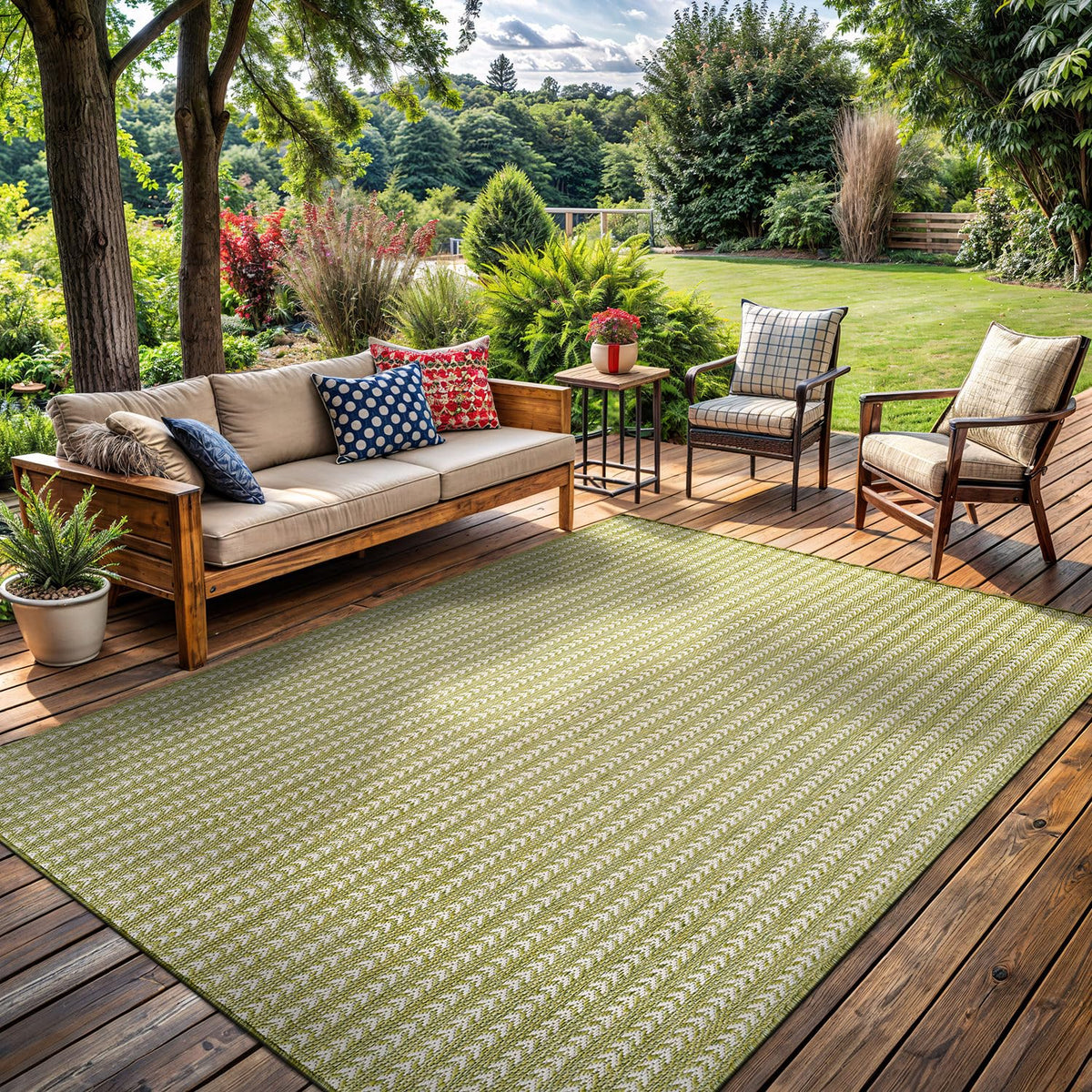 Lena Rug non shedding flat weave rug fits under furniture.