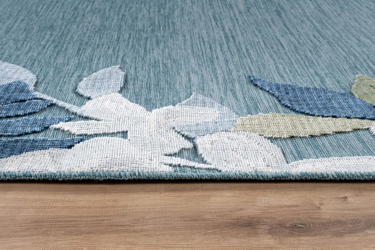 Lena Rug patio deck outdoor-use scene highlighting durable weave