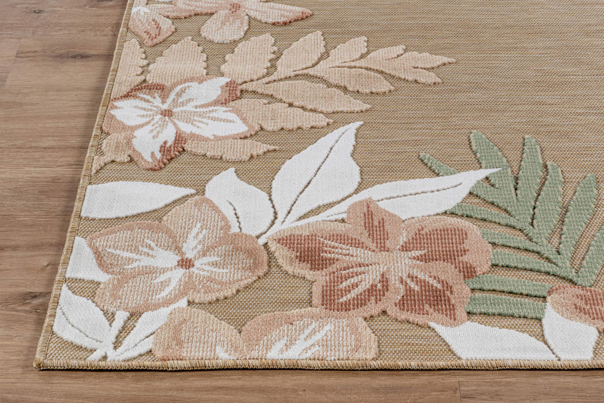 Lena Rug interior-exterior suitability helps unify patio, porch, living room, and bedroom
