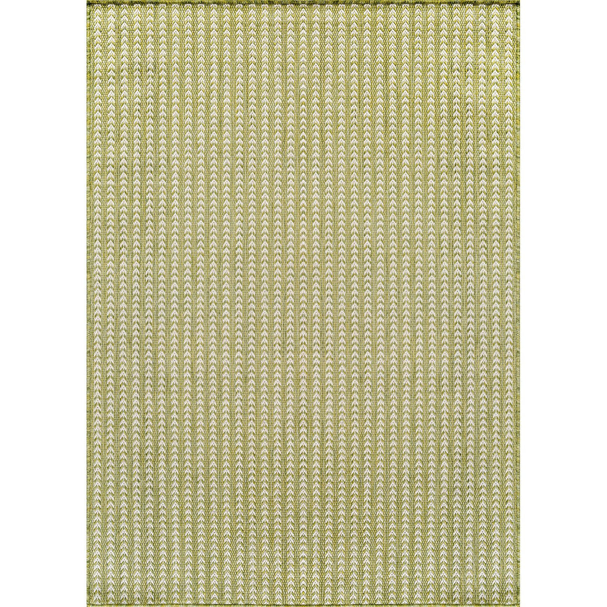 Lena Rug striped olive outdoor carpet enhances porch styling and durability.