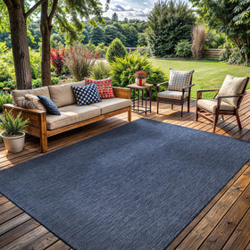 Lena Rug Azure Blue entrance rug eases foot traffic with simple care